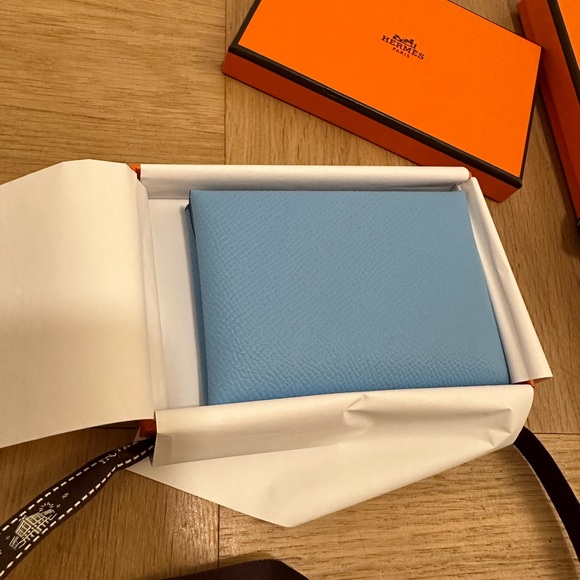 HERMES Epsom Calvi Duo Card Case in Celeste - Picture 12 of 12